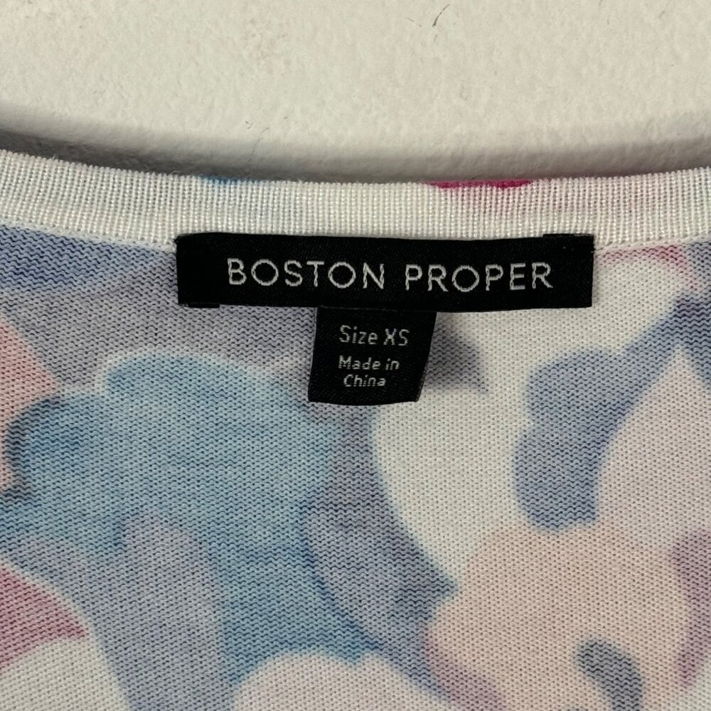 Boston Proper NWOT Floral Multicolor Oversized XS Lightweight Sweater Colorful - Picture 6 of 11